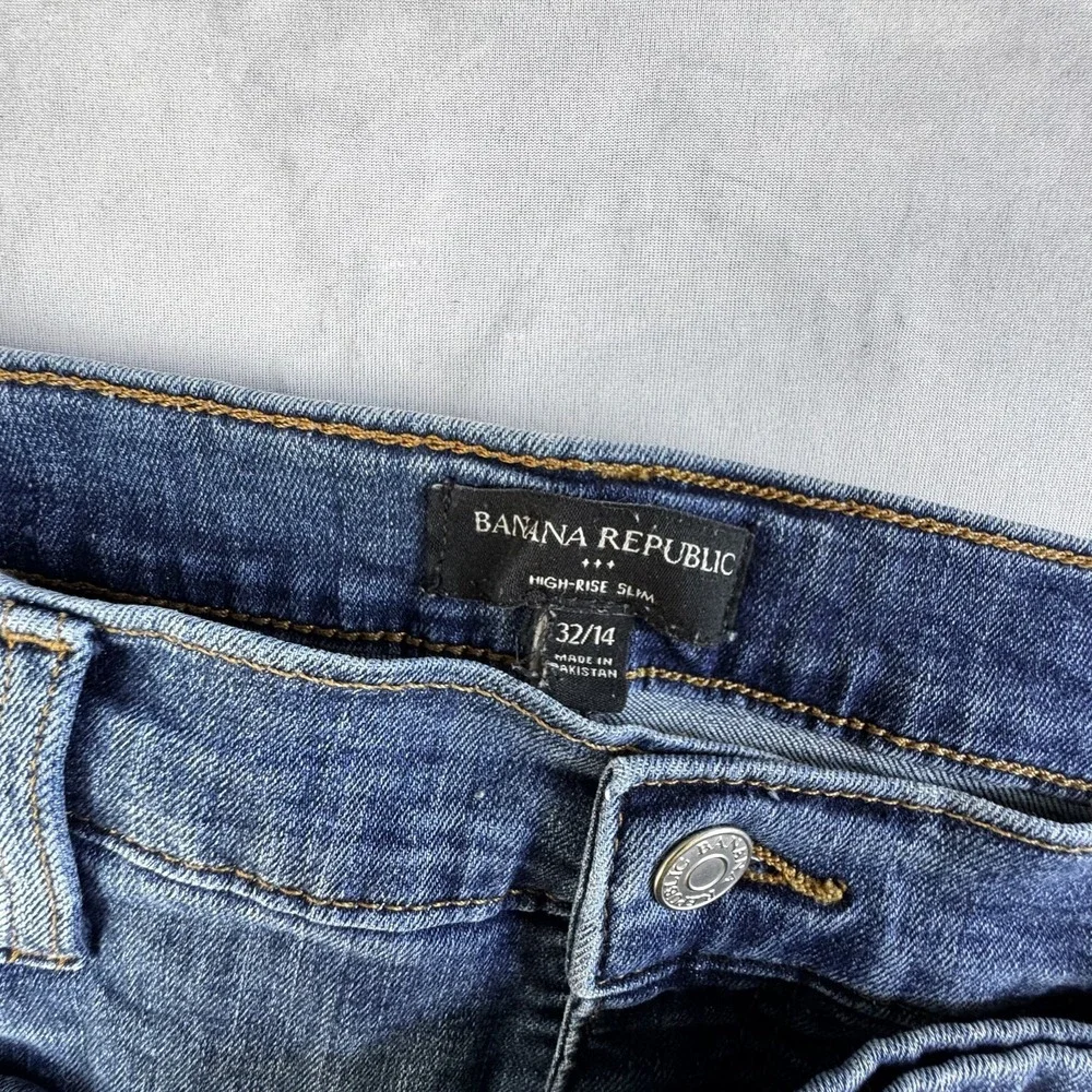 Banana Republic Womens Boyfriend Jeans‎ Blue Denim High Rise Slim Fit Size 32/14